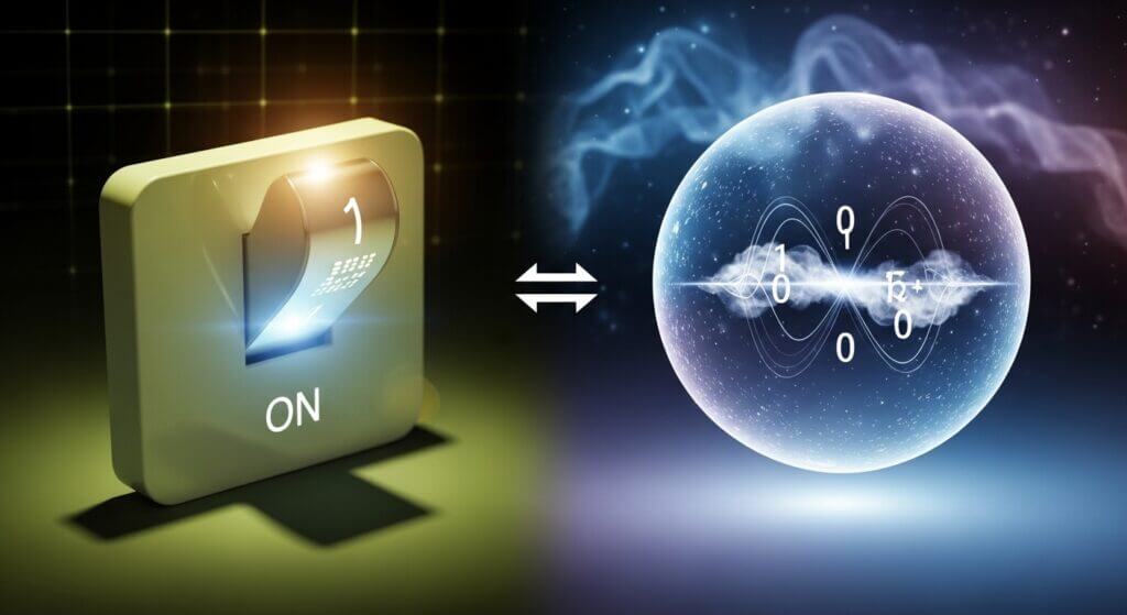 representação visual de quibits vs bits