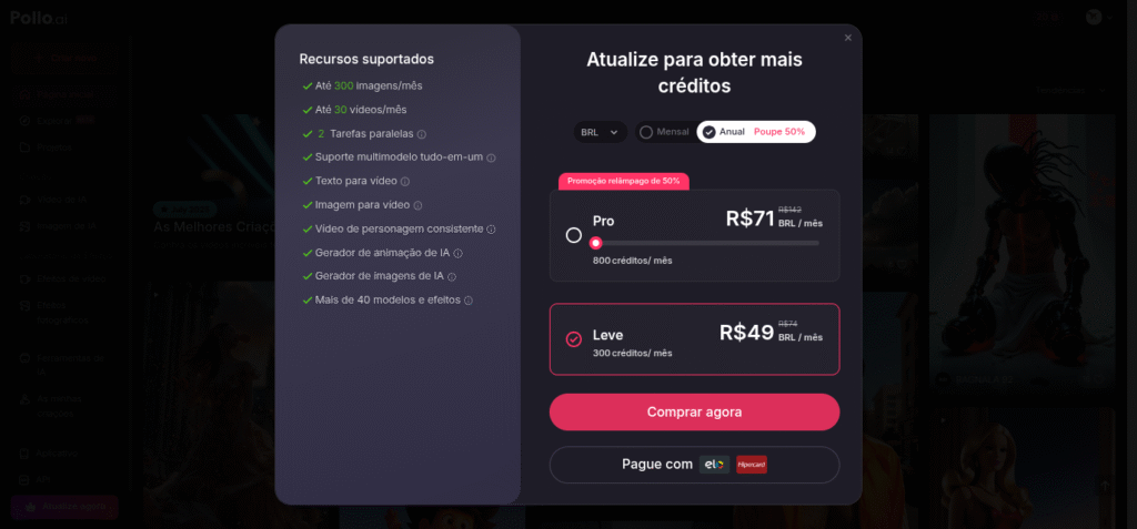 imagem com preços da pollo ai