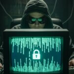 Representação visual da vulnerabilidade Unity Android, com um personagem hacker em frente a um código, simbolizando o risco da CVE-2025-59489.