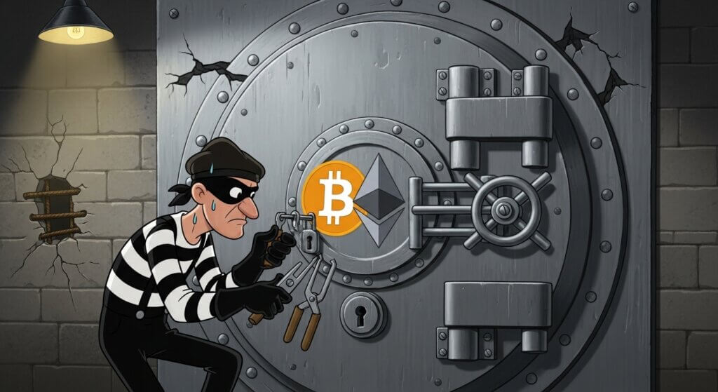 Conceito de risco para carteiras de criptomoedas devido à falha de segurança em aplicativos, relacionado à vulnerabilidade Unity Android.